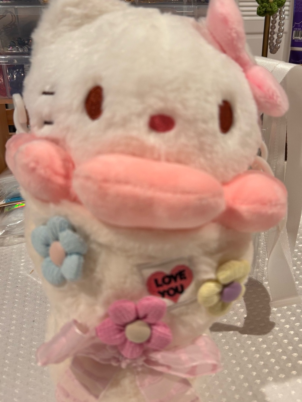 Hello Kitty Plush Small Bag- White and Pink